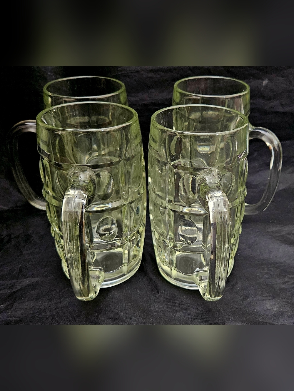 Dominion Glass Clear Thumbprint Mugs, Set of 4